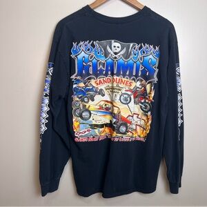 Glamis Sand Dunes Graphic Long Sleeve Navy T-Shirt Size Large Cotton